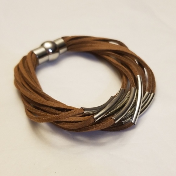 Jewelry - Multi Strand Bracelet Coffee And Silver